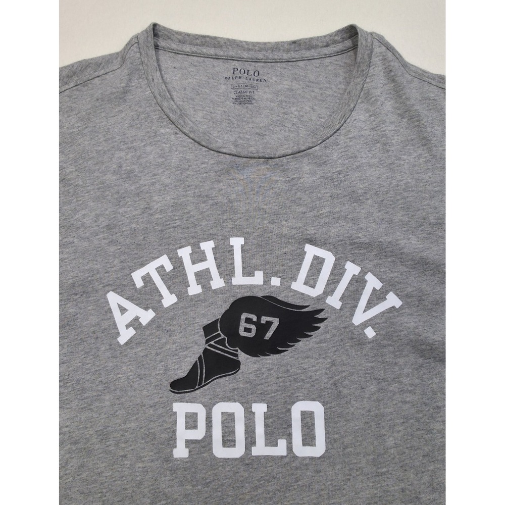 Polo Ralph Lauren‎ Shirt Mens L Gray Tshirt Crew 1967 Long Sleeve Graphic Tee